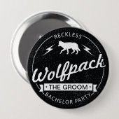 Roekeloos Wolfpack Bachelor Party Groom Naam Ronde Button 4,0 Cm (Voorkant /achterkant)