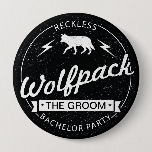 Roekeloos Wolfpack Bachelor Party Groom Naam Ronde Button 4,0 Cm (Voorkant)