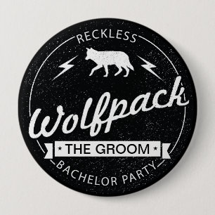 Roekeloos Wolfpack Bachelor Party Groom Naam Ronde Button 4,0 Cm