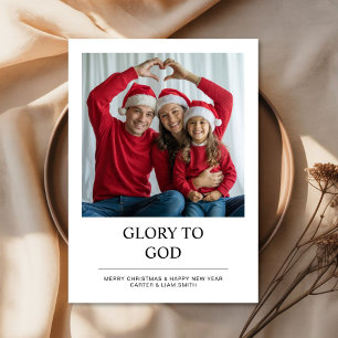Roem aan God Geloven Familie Kerst Foto Kaart