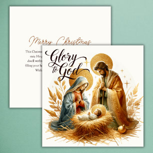 Roem aan God Kerstmis Goud Religieus Kerstfeest Feestdagenkaart