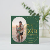 Roem aan God Religieus 2 Foto Schrift Christelijk Feestdagenkaart (Staand voorkant)