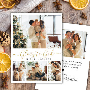 Roem aan God Religieus 4 Foto Collage Kerstmis Feestdagenkaart