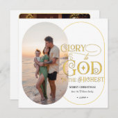 Roem aan God Religieus Christelijk 2 Foto Script Feestdagenkaart (Voorkant / Achterkant)