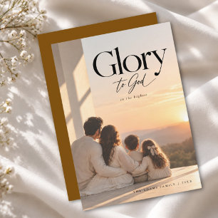 Roem aan God Vreedzame Religieuze Foto Kerstmis Feestdagenkaart