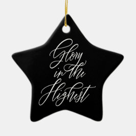 Roem in de Hoogste Religieuze Kerstmis Zwart Keramisch Ornament
