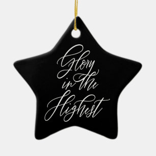 Roem in de Hoogste Religieuze Kerstmis Zwart Keramisch Ornament