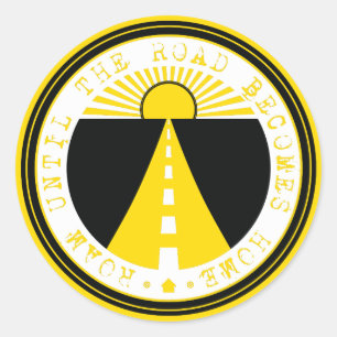 roem tot de weg thuiskomt ronde sticker