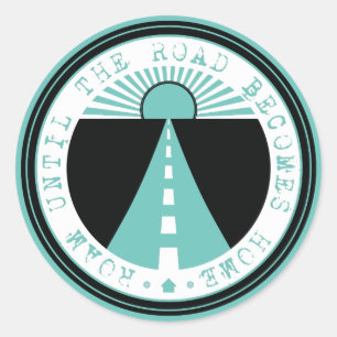 roem tot de weg thuiskomt ronde sticker