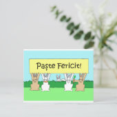 Roemeen Happy Easter Cartoon Bunnies Feestdagenkaart (Staand voorkant)