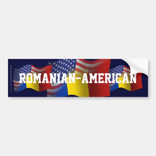 Roemeens-Amerikaanse golfvlag Bumpersticker (Voorkant)