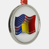 Roemeens-Amerikaanse golfvlag Metalen Ornament (Rechts)