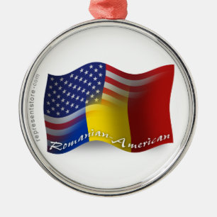 Roemeens-Amerikaanse golfvlag Metalen Ornament