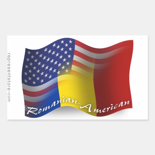 Roemeens-Amerikaanse golfvlag Rechthoekige Sticker (Voorkant)