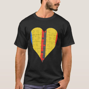 Roemeens Belgisch Vlag Hart T-shirt