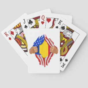 Roemeens Bloed in Mij T-Shirt Roemenië Vlag Pokerkaarten