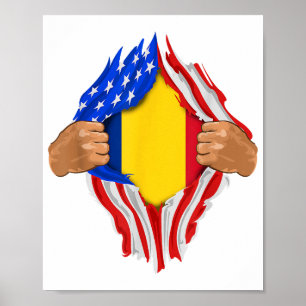 Roemeens Bloed in Mij T-Shirt Roemenië Vlag Poster