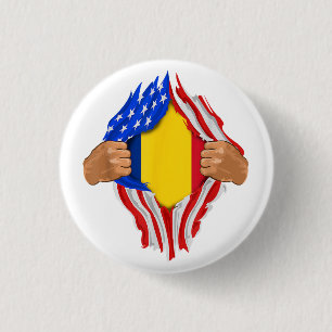 Roemeens Bloed in Mij T-Shirt Roemenië Vlag Ronde Button 3,2 Cm
