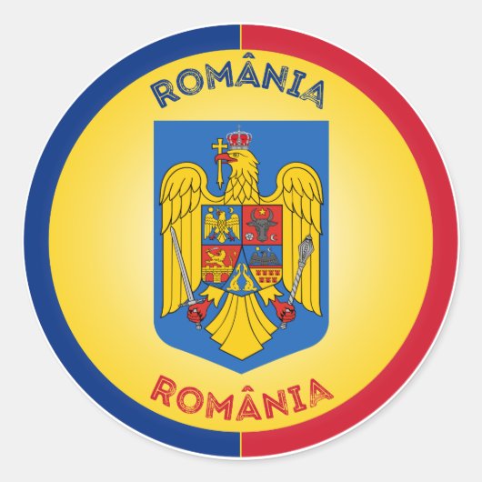 Roemeens Erfgoed Embleem Ronde Sticker (Voorkant)