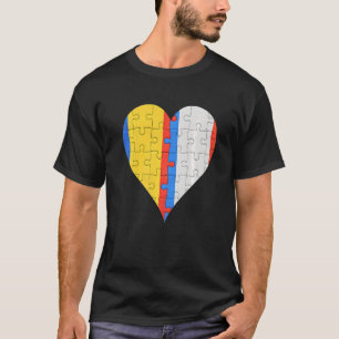 Roemeens Frans Vlag Hart T-shirt
