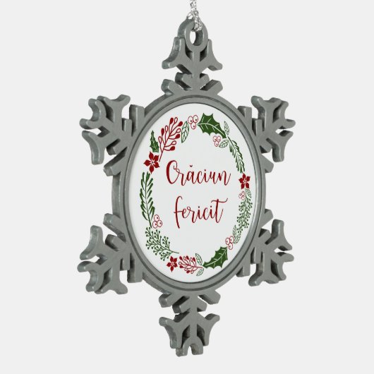 Roemeens kerstfeest, crăciun fericit tin sneeuwvlok ornament (Links)
