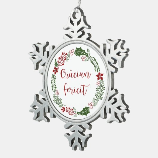 Roemeens kerstfeest, crăciun fericit tin sneeuwvlok ornament (Rechts)