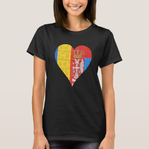 Roemeens Servisch Vlag Heart T-shirt