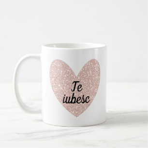 Roemeens "Te iubesc" en Roos Gouden Hart Koffiemok