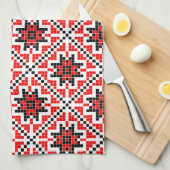 roemeens traditioneel etnisch kostumotief naadloos theedoek (Quarter Fold)