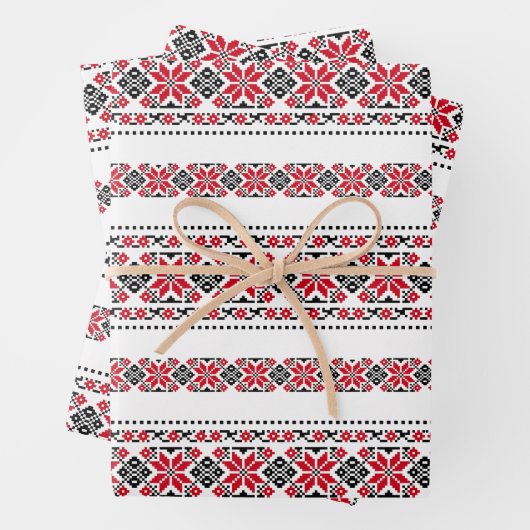 Roemeens traditioneel motif "De sterren" Inpakpapier Vel (In situ)