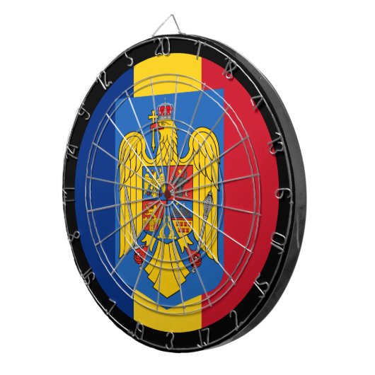 Roemeens vlaggendartboard en darts/spelboard dartbord (Voorkant Rechts)