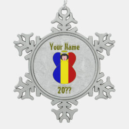 Roemeense Angel Flag Black Hair gepersonaliseerd Tin Sneeuwvlok Ornament