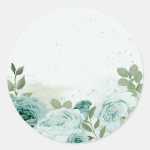 roemeense blauwe bloemen grienery ronde sticker