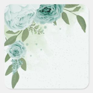 roemeense blauwe bloemen grienery vierkante sticker