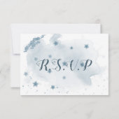 roemeense blauwe bloemen groene botanische bloemen RSVP kaartje (Achterkant)