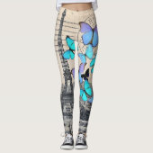 roemeense " blauwe vlinder " - eiffeltoren leggings (Voorkant)