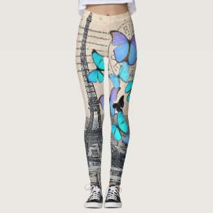 roemeense " blauwe vlinder " - eiffeltoren leggings