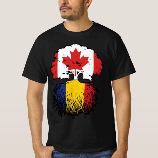 Roemeense Canadese vlag voor boomstammen in Canada T-shirt (Voorkant)