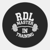 Roemeense Deadlift Bodybuilding Fitness Workout Gy Ronde Sticker (Voorkant)