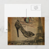 roemeense eiffeltoren girly lace stiletto briefkaart (Voorkant / Achterkant)