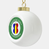 Roemeense engel kerstvlag gepersonaliseerd keramische bal ornament (Rechts)