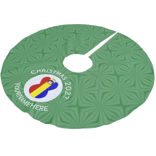 Roemeense engel kerstvlag gepersonaliseerd kerstboom rok (Gekanteld)