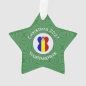 Roemeense engel kerstvlag gepersonaliseerd ornament (achterkant)