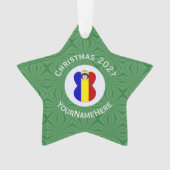 Roemeense engel kerstvlag gepersonaliseerd ornament (voorkant)