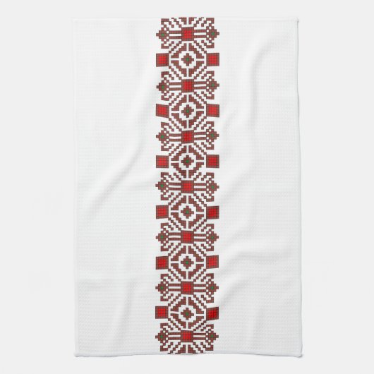 roemeense folkkostuum stikt geometrische bloemkuns theedoek (Verticaal)