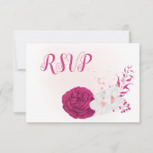 roemeense fuchsia en witte bloemen botanisch RSVP kaartje (Achterkant)
