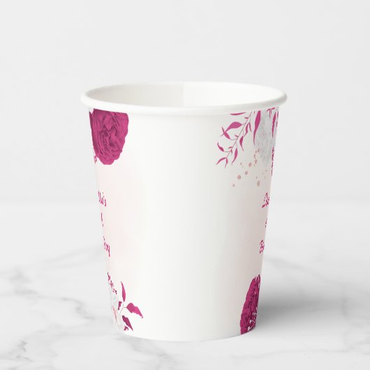 roemeense fuchsia white bloemen botanisch papieren bekers (Links)