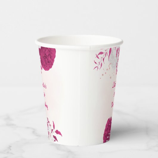 roemeense fuchsia white bloemen botanisch papieren bekers (Rechts)