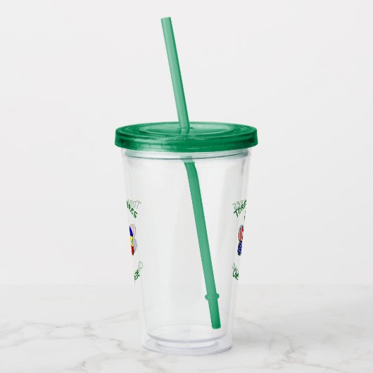 Roemeense Ierse vlaggen Shamrock personaliseren Acryl Drinkbeker (Links)