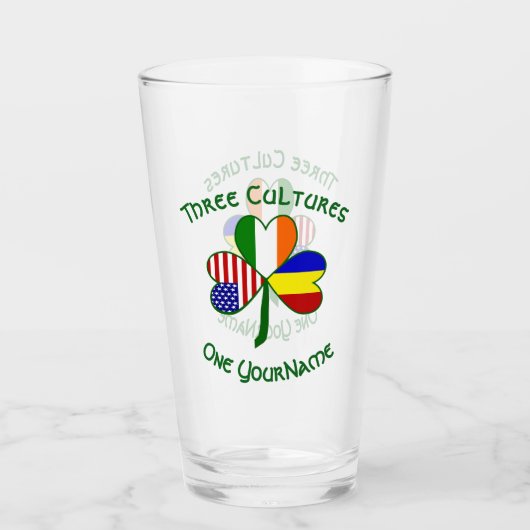 Roemeense Ierse vlaggen Shamrock personaliseren Glas (Voorkant)